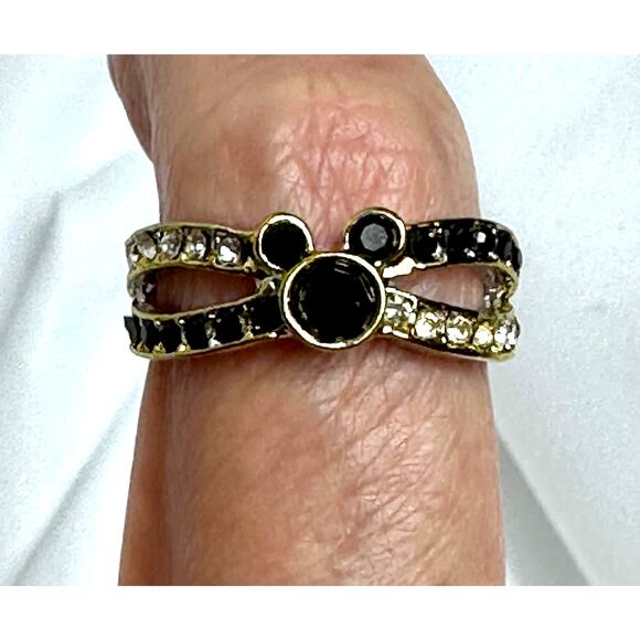 Mouse Shaped Black Onyx Syn Cubic ZIrconia RIbbons of Crystals Size 9 - Picture 6 of 14